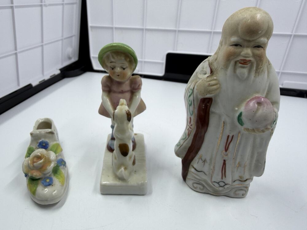 Lot Of 3 Vintage Asian Porcelain Figurines: 1 Chinese, 2 Occupied Japan Bisque